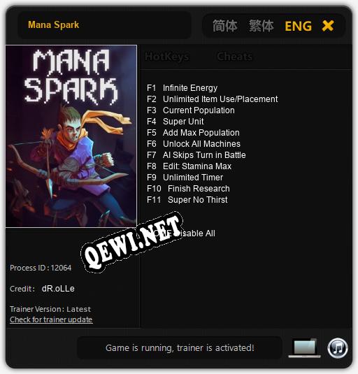 Mana Spark: Читы, Трейнер +11 [dR.oLLe]