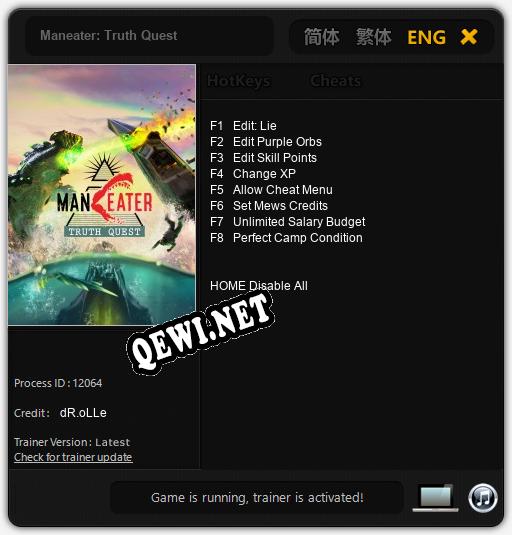 Maneater: Truth Quest: Трейнер +8 [v1.7]