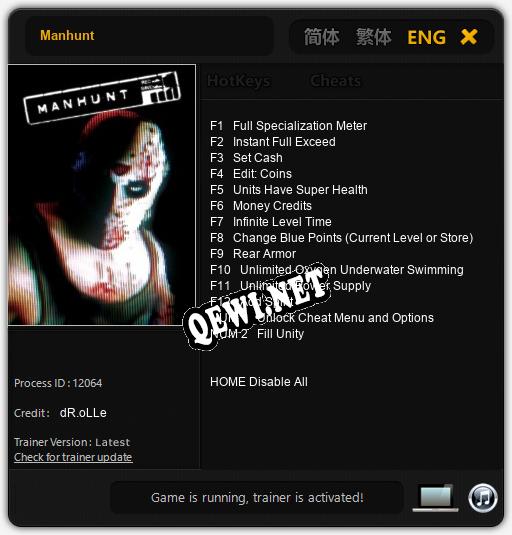 Manhunt: Читы, Трейнер +14 [dR.oLLe]