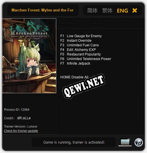 Трейнер для Marchen Forest: Mylne and the Forest Gift [v1.0.9]