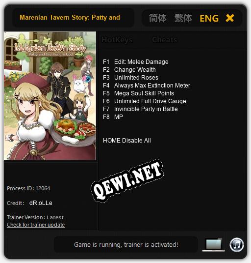 Marenian Tavern Story: Patty and the Hungry God: Читы, Трейнер +8 [dR.oLLe]