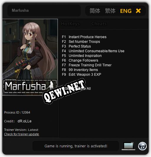 Marfusha: Трейнер +9 [v1.5]