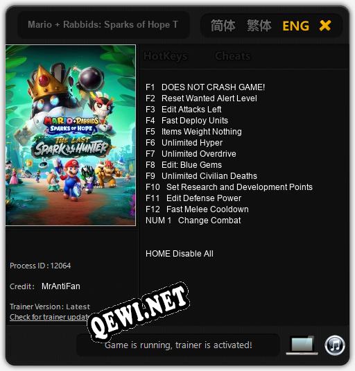 Трейнер для Mario + Rabbids: Sparks of Hope The Last Spark Hunter [v1.0.6]