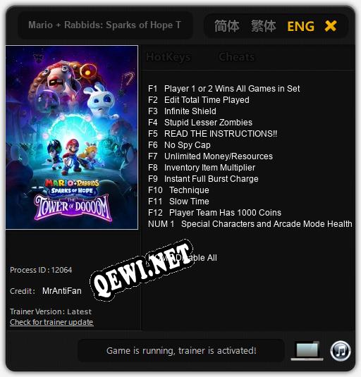 Трейнер для Mario + Rabbids: Sparks of Hope The Tower of Doooom [v1.0.9]