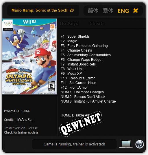 Mario & Sonic at the Sochi 2014 Olympic Winter Games: Читы, Трейнер +15 [MrAntiFan]