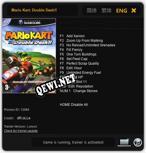 Трейнер для Mario Kart: Double Dash!! [v1.0.4]