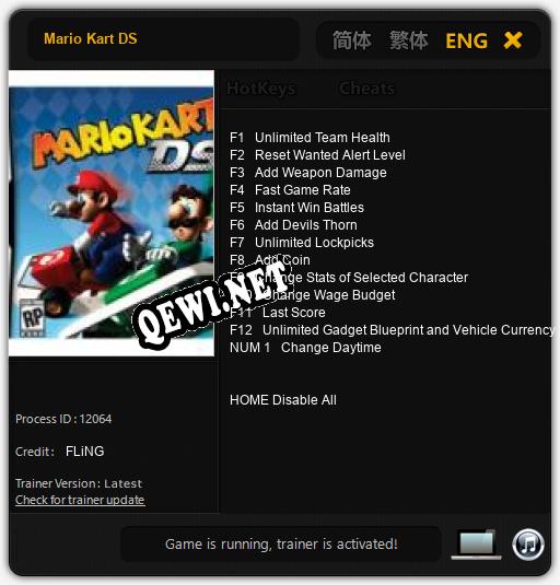 Mario Kart DS: ТРЕЙНЕР И ЧИТЫ (V1.0.38)