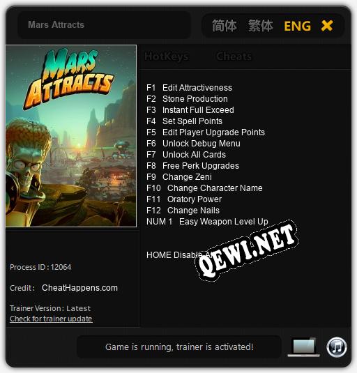 Трейнер для Mars Attracts [v1.0.2]