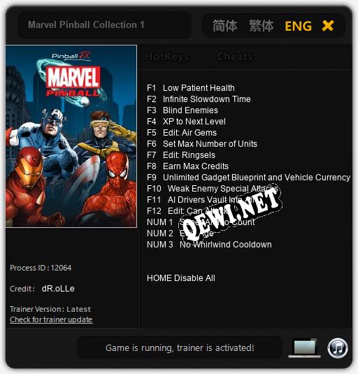 Трейнер для Marvel Pinball Collection 1 [v1.0.4]