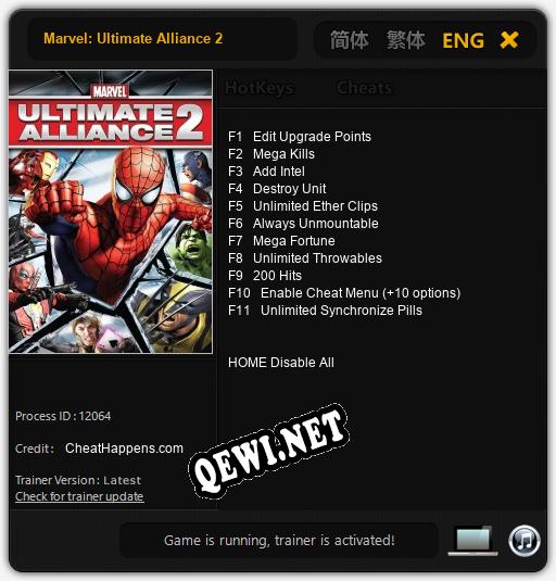 Marvel: Ultimate Alliance 2: Читы, Трейнер +11 [CheatHappens.com]