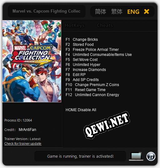 Трейнер для Marvel vs. Capcom Fighting Collection: Arcade Classics [v1.0.5]