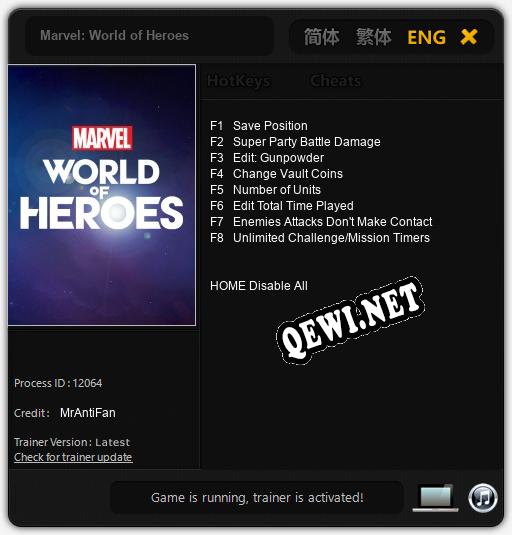 Marvel: World of Heroes: Читы, Трейнер +8 [MrAntiFan]