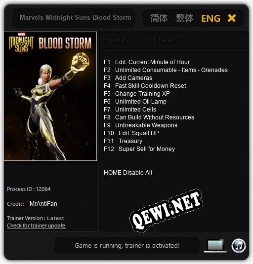 Marvels Midnight Suns Blood Storm: Трейнер +12 [v1.4]