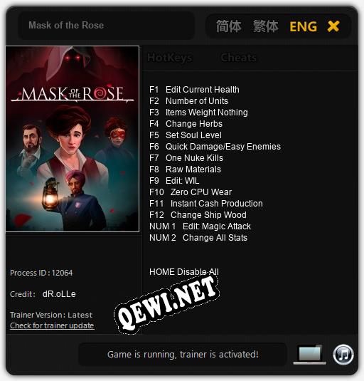 Mask of the Rose: Трейнер +14 [v1.2]
