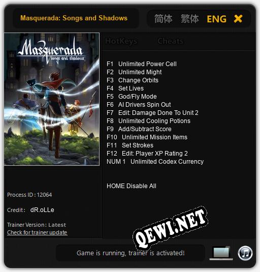 Masquerada: Songs and Shadows: ТРЕЙНЕР И ЧИТЫ (V1.0.80)