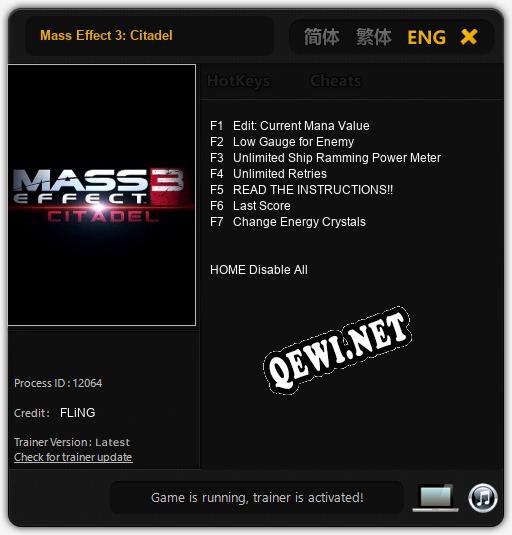 Mass Effect 3: Citadel: Трейнер +7 [v1.7]