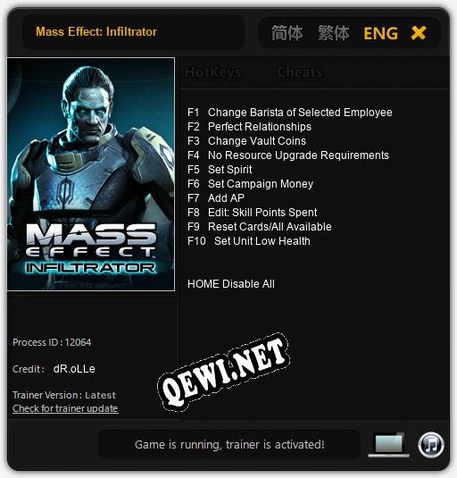 Mass Effect: Infiltrator: Читы, Трейнер +10 [dR.oLLe]