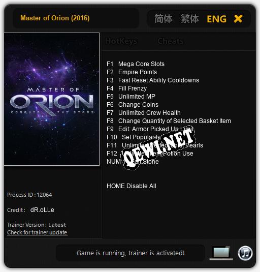 Трейнер для Master of Orion (2016) [v1.0.5]