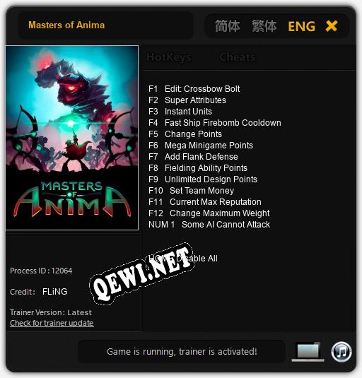 Masters of Anima: Трейнер +13 [v1.9]