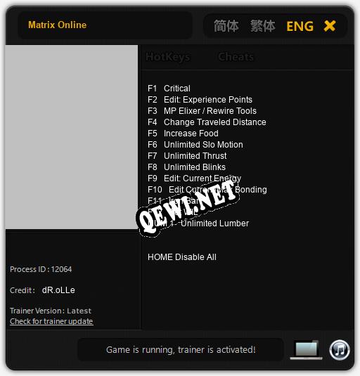 Matrix Online: Трейнер +13 [v1.1]