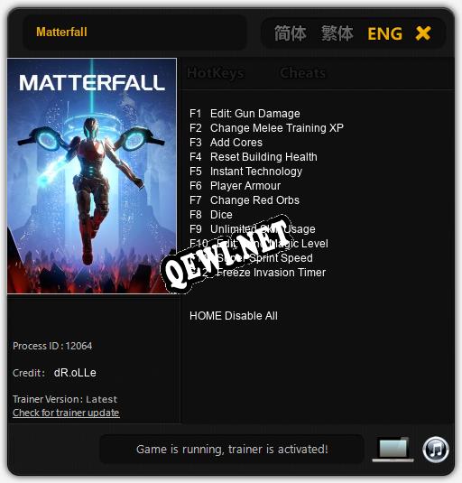 Matterfall: Читы, Трейнер +12 [dR.oLLe]