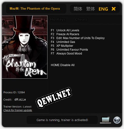 MazM: The Phantom of the Opera: Трейнер +7 [v1.4]