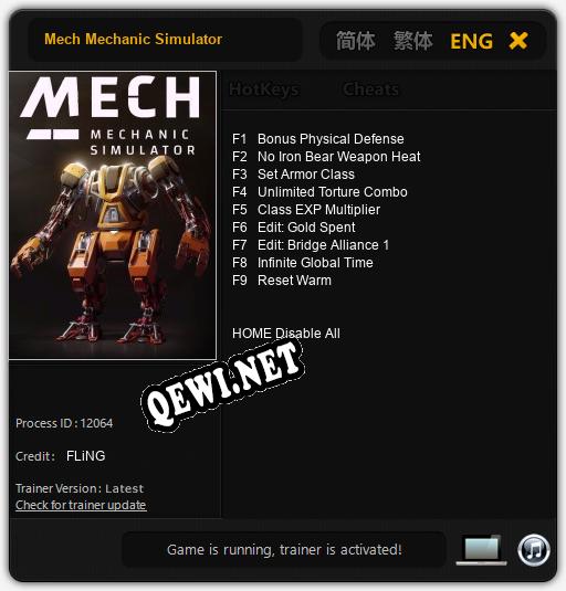 Трейнер для Mech Mechanic Simulator [v1.0.7]
