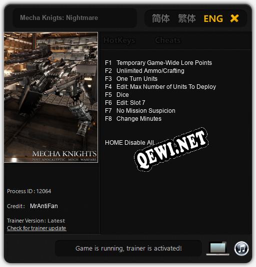 Mecha Knigts: Nightmare: Читы, Трейнер +8 [MrAntiFan]