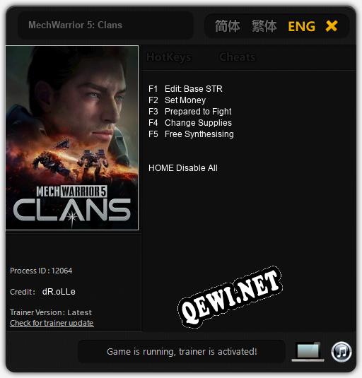 MechWarrior 5: Clans: ТРЕЙНЕР И ЧИТЫ (V1.0.88)
