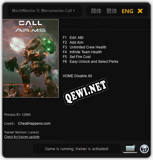 Трейнер для MechWarrior 5: Mercenaries Call to Arms [v1.0.8]