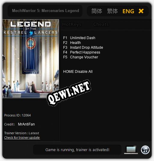 MechWarrior 5: Mercenaries Legend of the Kestrel Lancers: Читы, Трейнер +5 [MrAntiFan]