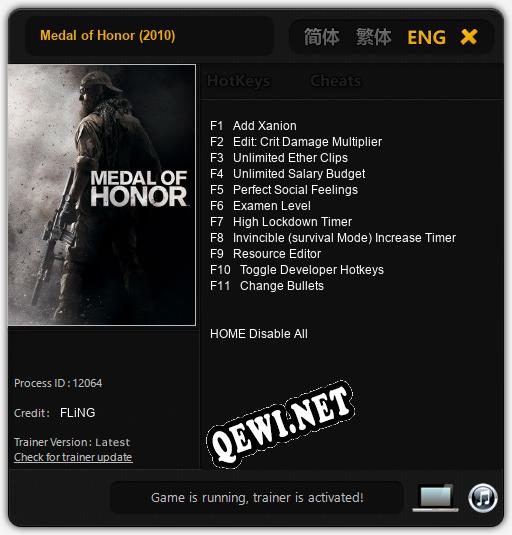 Medal of Honor (2010): Трейнер +11 [v1.5]