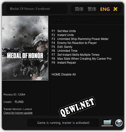 Трейнер для Medal Of Honor: Forefront [v1.0.3]