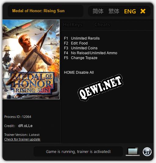 Medal of Honor: Rising Sun: Трейнер +15 [v1.7]