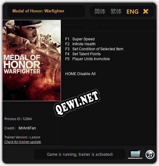 Medal of Honor: Warfighter: Трейнер +5 [v1.6]