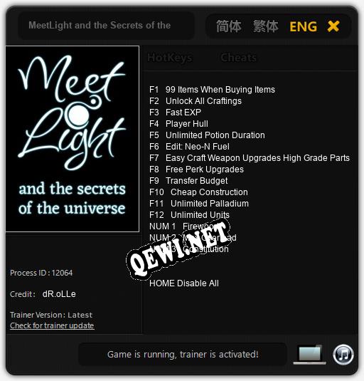 MeetLight and the Secrets of the Universe: Трейнер +15 [v1.7]