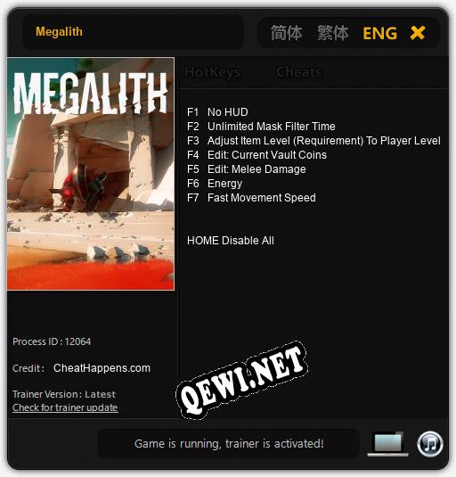 Megalith: ТРЕЙНЕР И ЧИТЫ (V1.0.7)