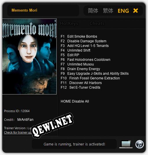 Memento Mori: ТРЕЙНЕР И ЧИТЫ (V1.0.11)