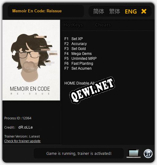 Трейнер для Memoir En Code: Reissue [v1.0.7]