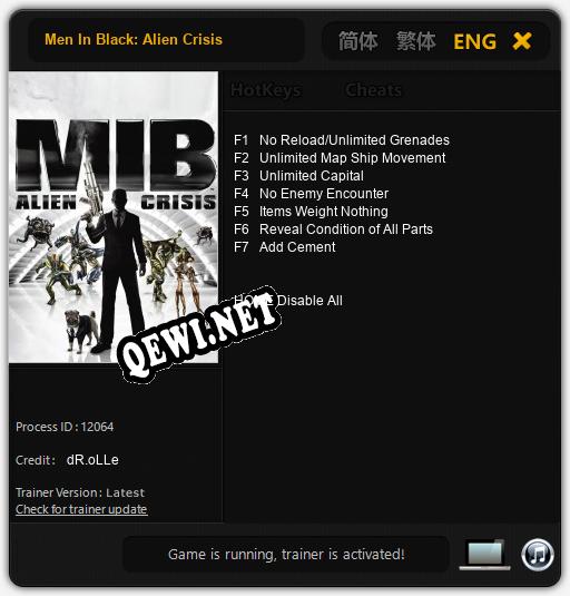 Men In Black: Alien Crisis: ТРЕЙНЕР И ЧИТЫ (V1.0.53)