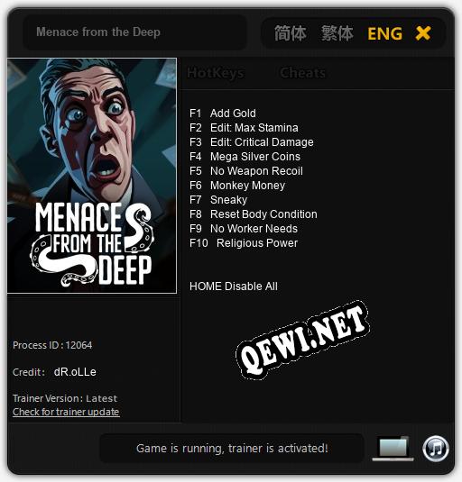 Menace from the Deep: Трейнер +10 [v1.1]