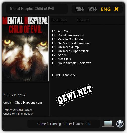 Трейнер для Mental Hospital Child of Evil [v1.0.2]