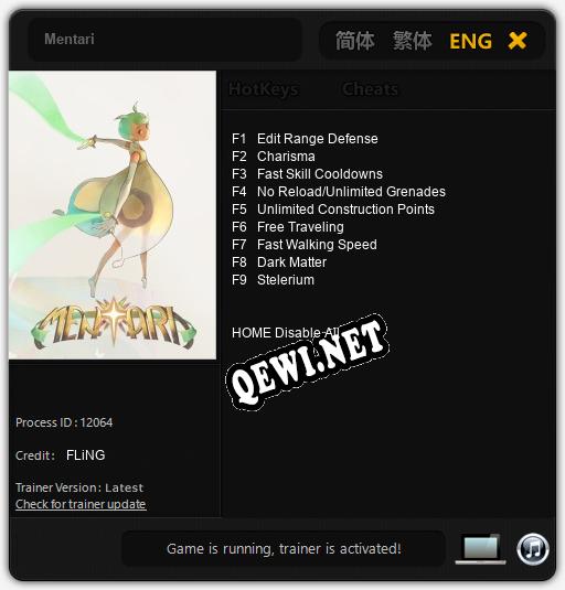 Трейнер для Mentari [v1.0.7]