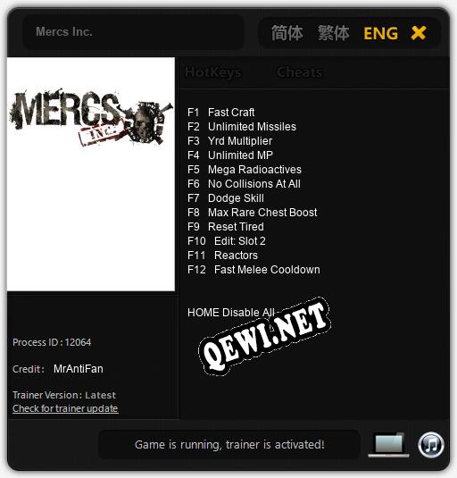 Mercs Inc.: Трейнер +12 [v1.6]