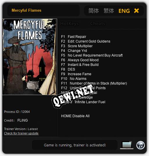 Трейнер для Mercyful Flames [v1.0.7]