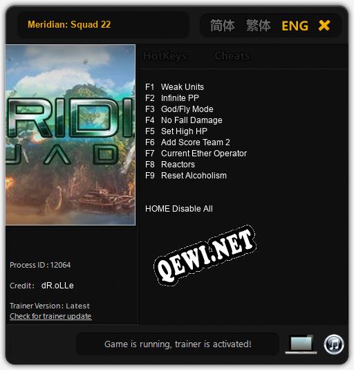 Трейнер для Meridian: Squad 22 [v1.0.8]