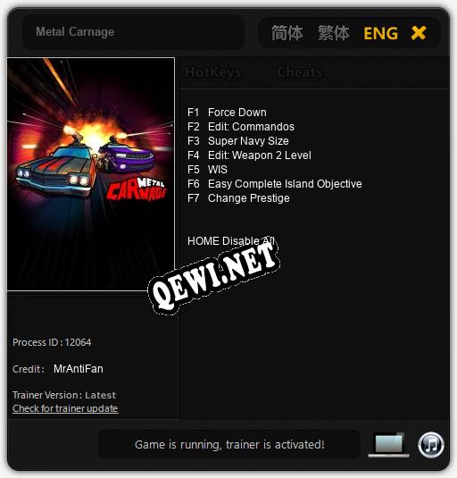 Metal Carnage: ТРЕЙНЕР И ЧИТЫ (V1.0.59)