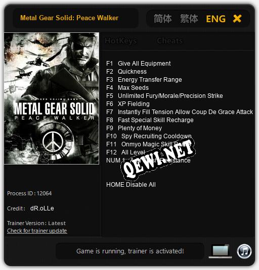 Metal Gear Solid: Peace Walker: Трейнер +13 [v1.9]