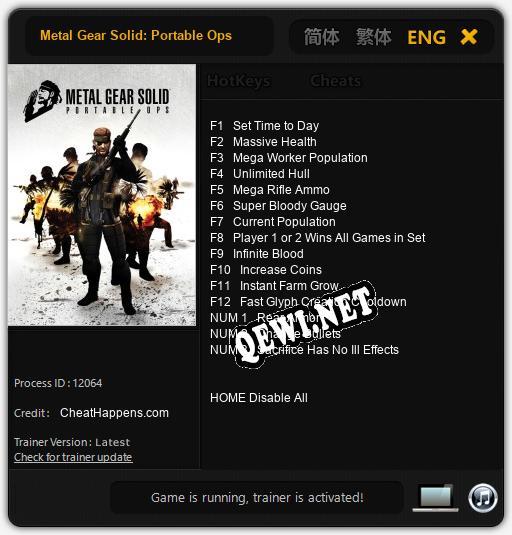 Metal Gear Solid: Portable Ops: Трейнер +15 [v1.9]