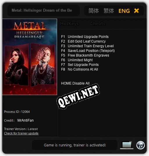 Metal: Hellsinger Dream of the Beast: Трейнер +8 [v1.4]